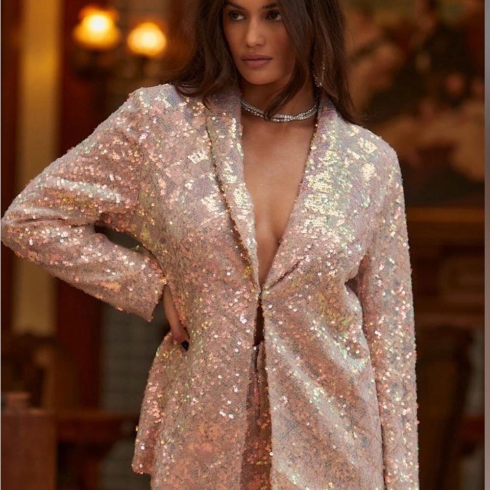 12th Tribe Pink Mermaid Sequin Blazer and Trousers